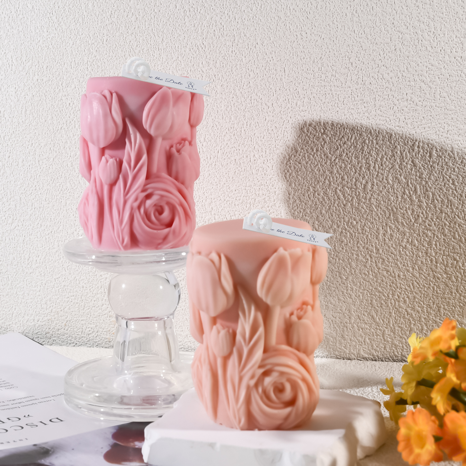 Tulip Cylinder Candle Silicone Mold Diy Scented Candle Plaster Handmade Soap Mold Home Decoration Decoration