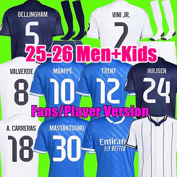 MBAPPE HUIJSEN MASTANTUONO 25 26 soccer jerseys BELLINGHAM football kit shirts VINI JR ARDA GULER A.CARRERAS TRENT camiseta de futbol men kids kit set 2026 camisetas