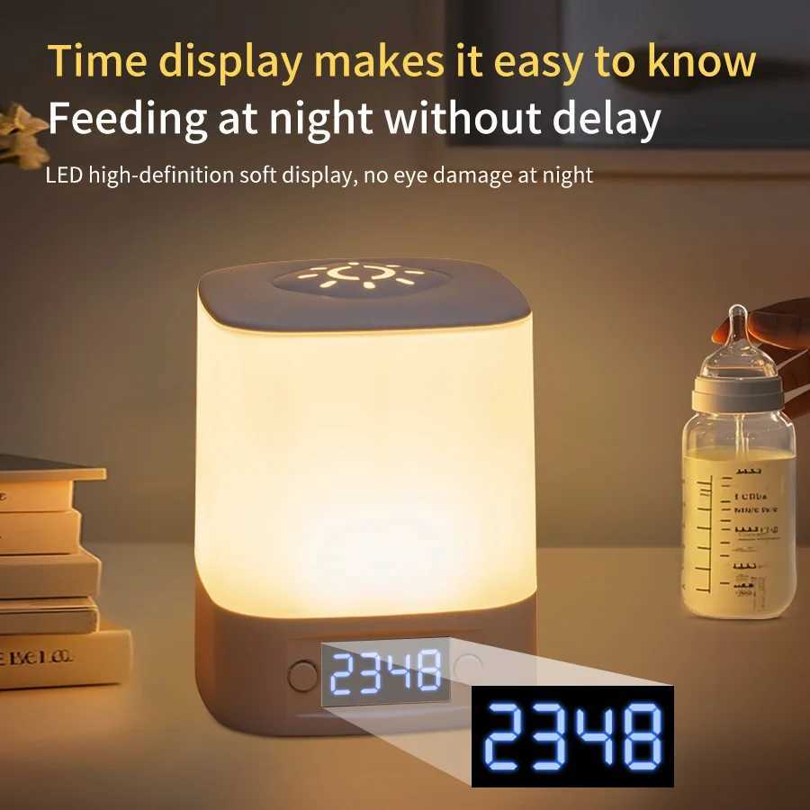 Rechargeable Led Night Light with Time Display USB-Powered Adjustable Brightness Bedside Lamp for Baby Nursery Reading Bedroom M251128