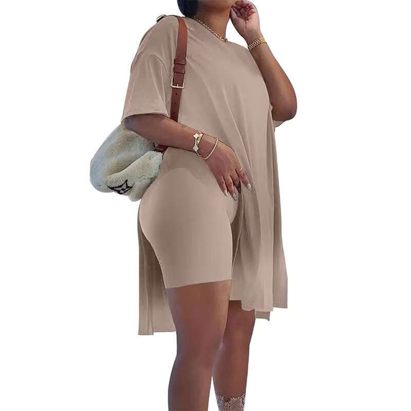 Fashion Women's Long T-shirt and Shorts Two Piece Set Breathable Plus Size Short Sleeve Sportswear for Women