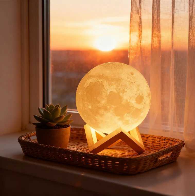 3D 8cm Wireless Moon Lamp Night Light Small Gift for All Occasions This 3D wireless moon lamp serves as a wonderful night light M251128