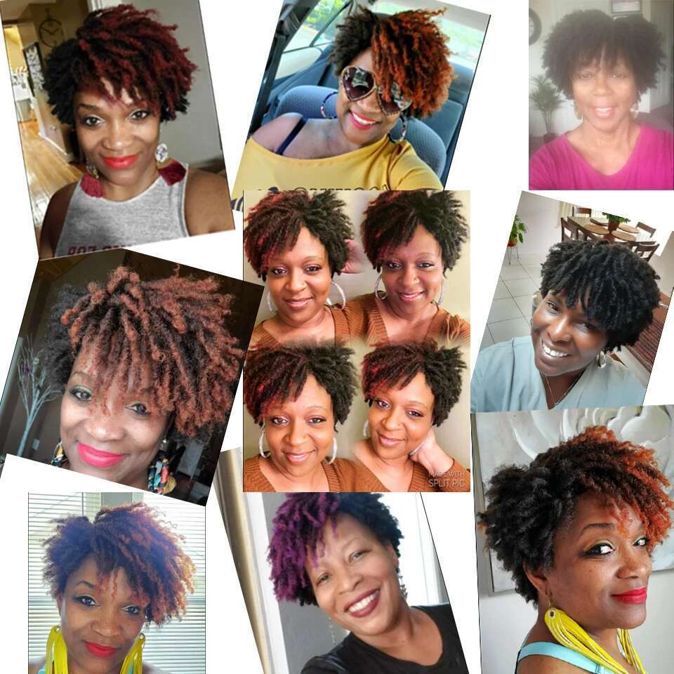 Rebecca Fashion Afro Kinky Curly Synthetic Short Dreadlock With Bangs Black Ombre Red Crochet Wig for Black Women