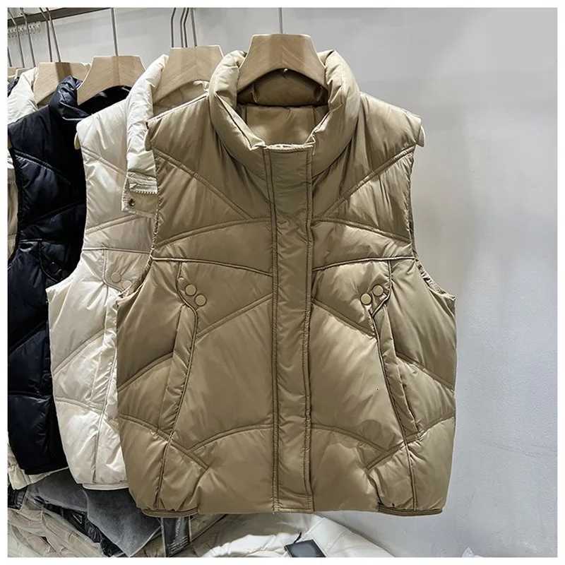 2024New Women Autumn Winter Down Cotton Vest short Fashion Stand-up Collar Cotton Vest With Everything On The Shoulder CoatT251128