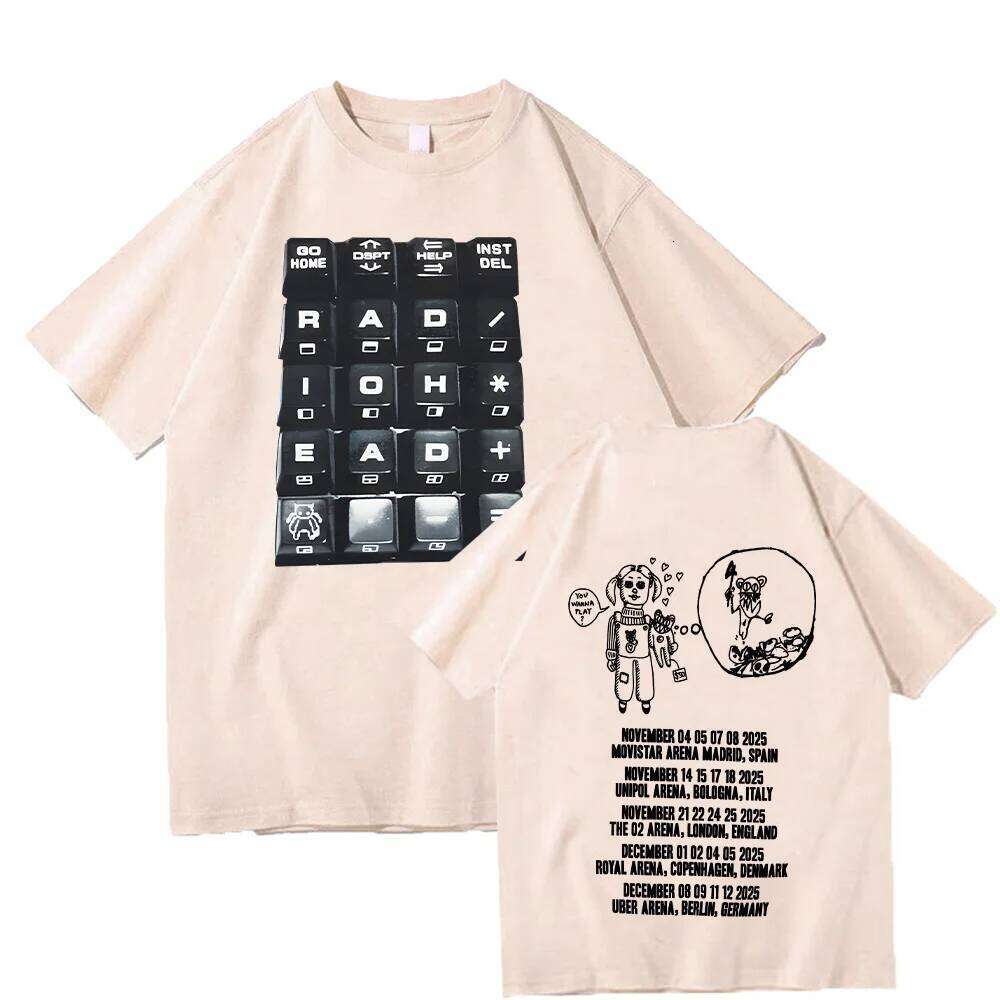 Radiohead 2025 Black Tour T-shirt Fashion Rock Band T Shirts Men Women Cotton Loose Tops Streetwear Summer Short Sleeve Clothes C251128