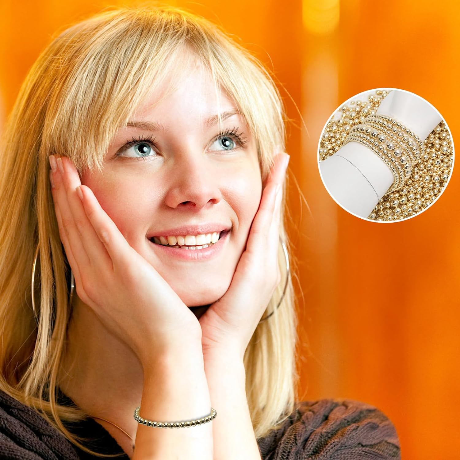 300Pcs Gold Plated Brass Metal beads 3/4/5/6MM Round Copper Spacer Loose Beads For Jewelry Bracelets Necklace Making DIY Accessories