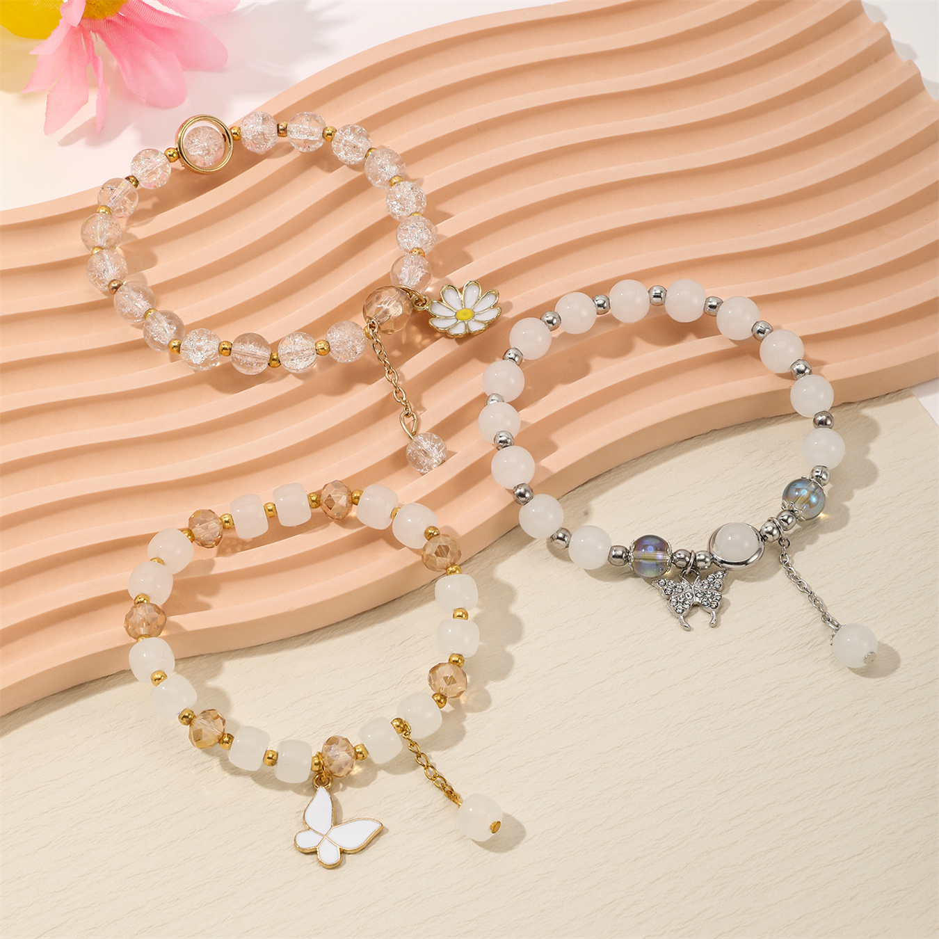 New Simple Beads Crystal Bracelet For Women Girls Korean ins Flower Fox Feather Tassel Bracelets Best Friend Jewelry Gifts 2025