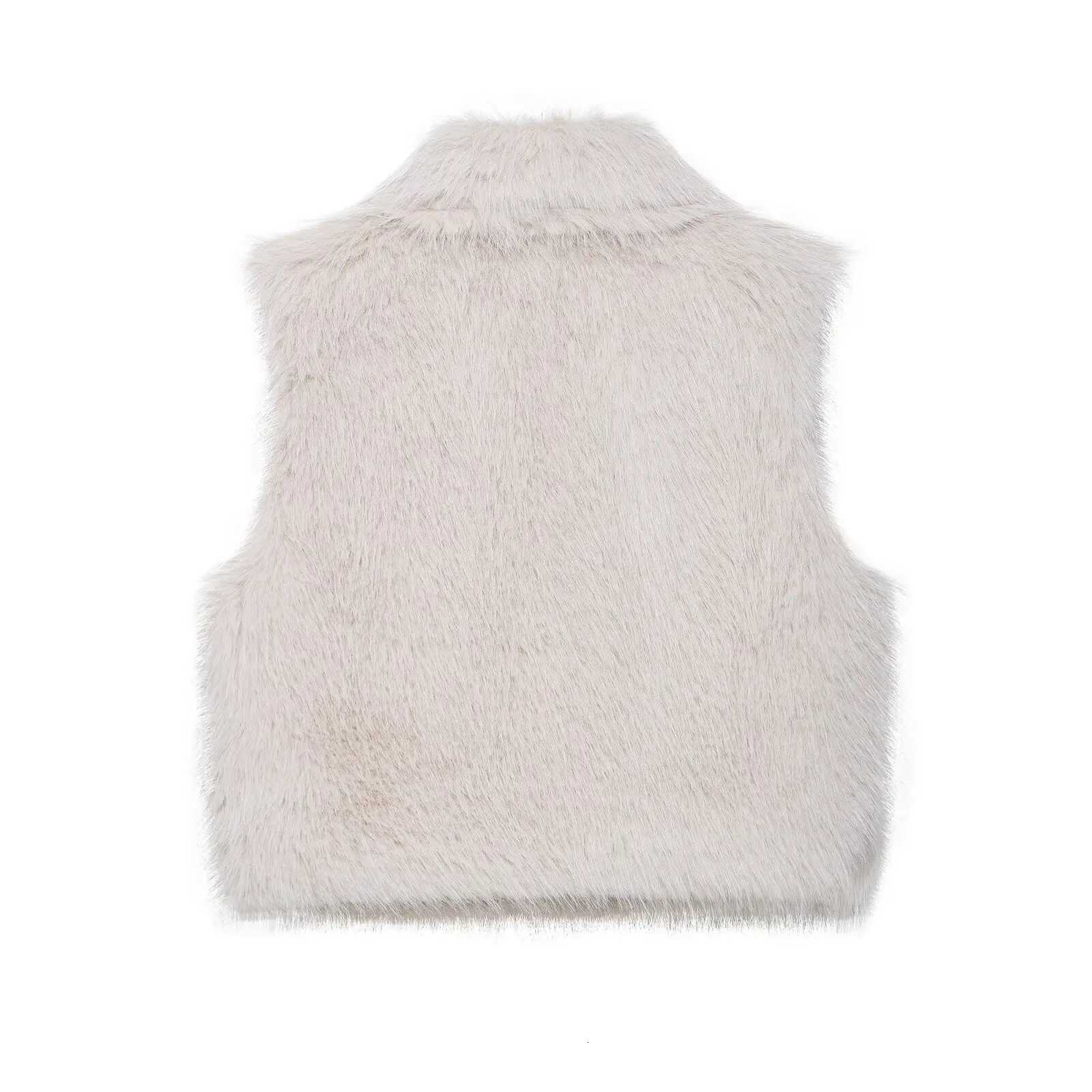 Faux Fur Sleeveless Vest Women Black Cropped Vests for Women Winter Womens Warm Vest Fashion Waistcoat Vest WomanT251128