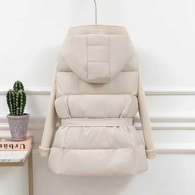 Women Vest Jackets Casual Solid Short Coats Lace Up Hooded Sleeveless Zipper Pockets Loose Cinched Waist Office Lady 2025 WinterT251128