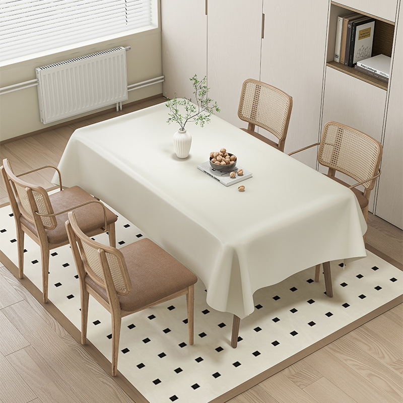 T0437 waterproof and oil-proof wash-free cream lambskin tablecloth white net red restaurant coffee table cloth tablecloth tablecloth rectangular