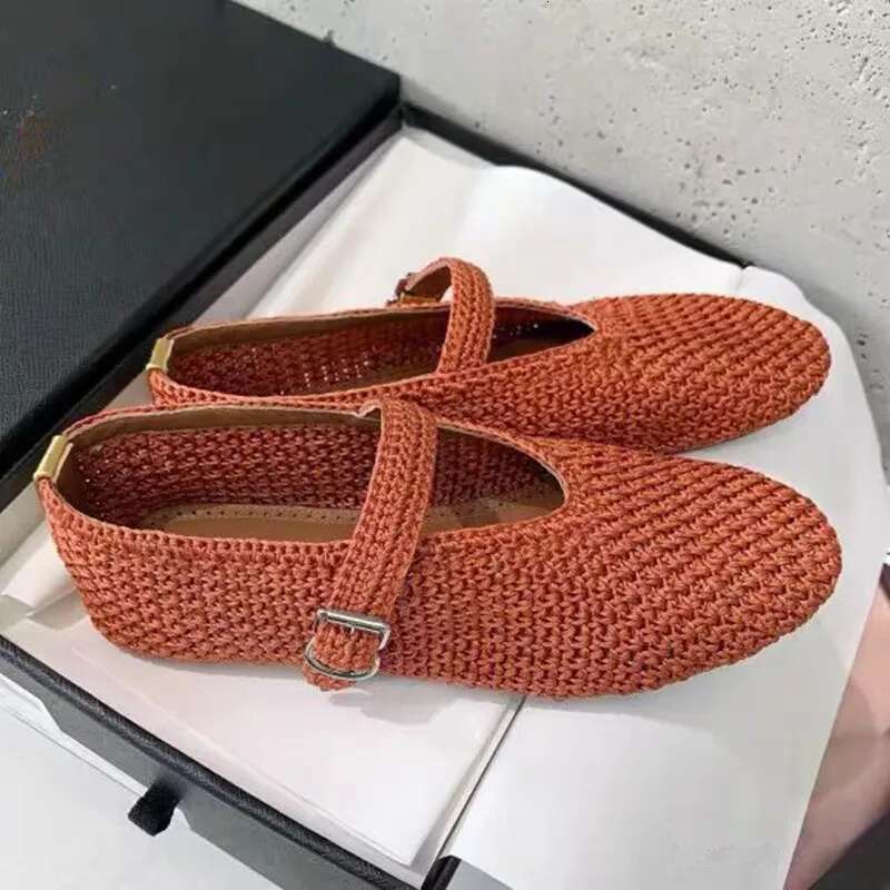 Early Spring Breathable Runway Style Flat Ballet Shoes For Women, Retro And Fashionable, Fly Woven Sne-piece Strap Single Shoes,