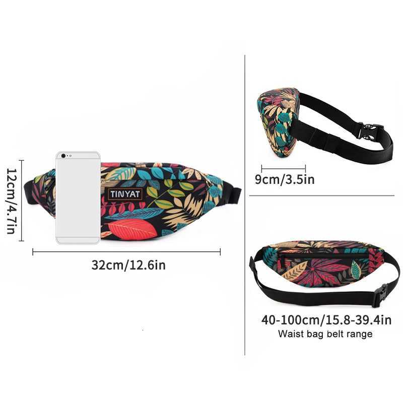 TINYAT Men Fashion Leaf Pattern Multi-functional Waterproof Outdoor Riding Sports Waist Pack Chest Bags Daily useT251128