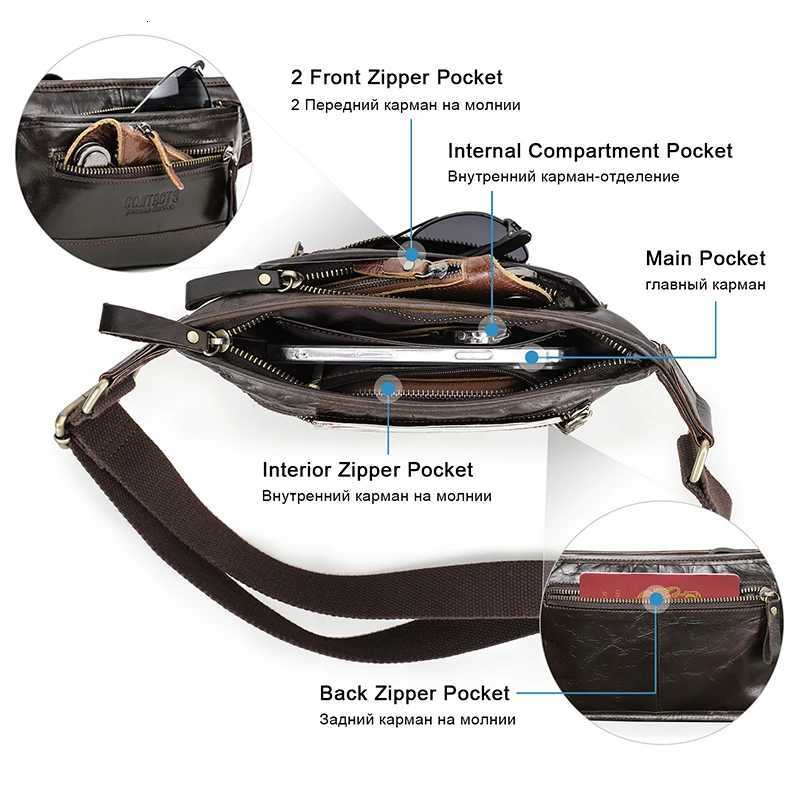 CONTACTS Genuine Leather Men Waist Pack Casual Male Fanny Pack Waist Bag Banana Pouch Cell Phone Travel Crossbody Chest BagsT251128