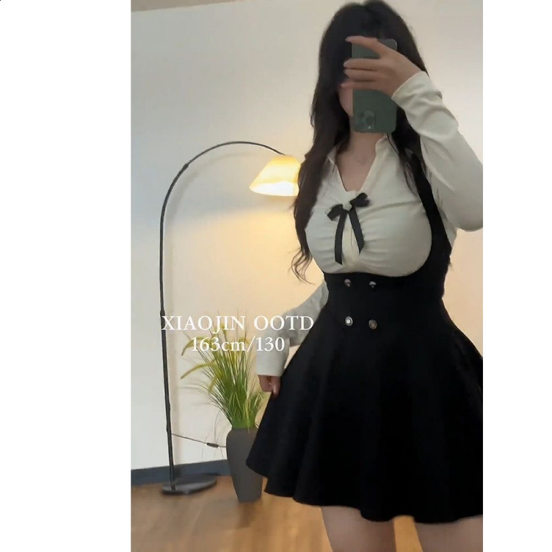 Plus Size Womens High Waisted Solid Colour Peplum Casual Suspender Skirt Elegant Casual Pure Colour Y2K Skirt 250325