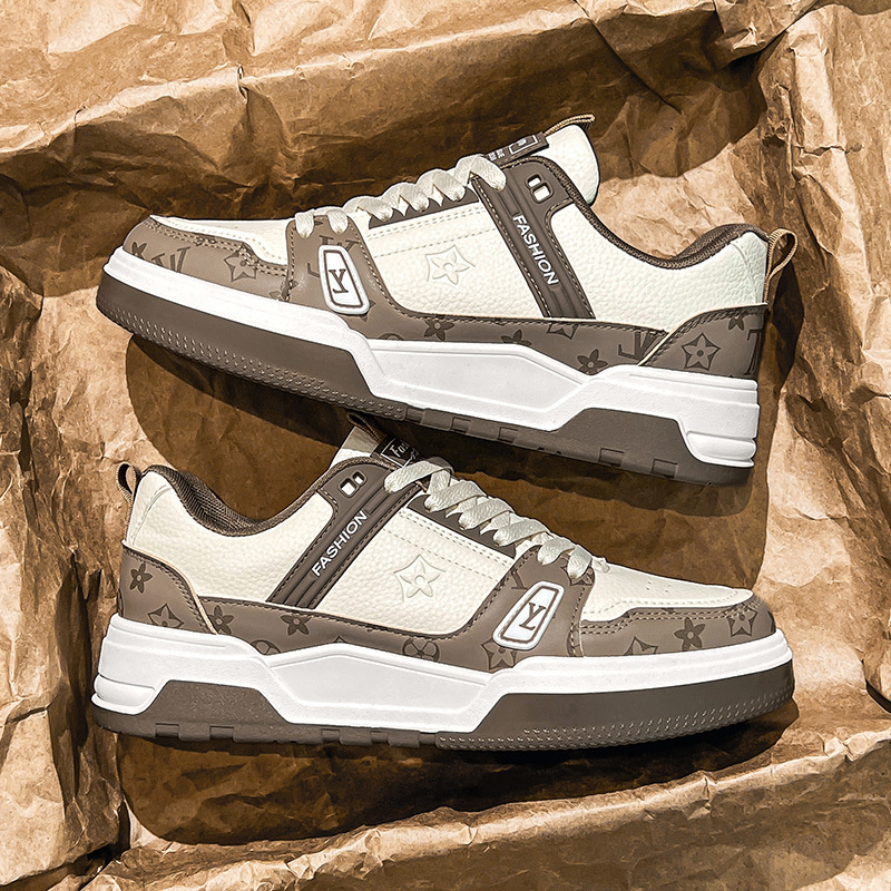 Designer shoes free shipping 2025 new fashionable white shoes casual comfortable thick soled sports board shoes for mens