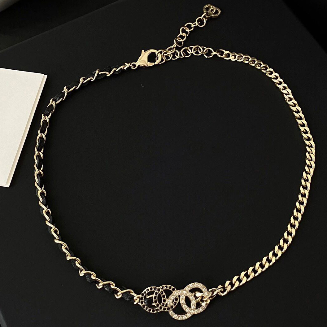 Crystal Pendants Necklaces Classic Wedding Designer High Quality Gold Plated Stainless Steel Letter Choker Pendant Necklace Chain Jewelry Accessories