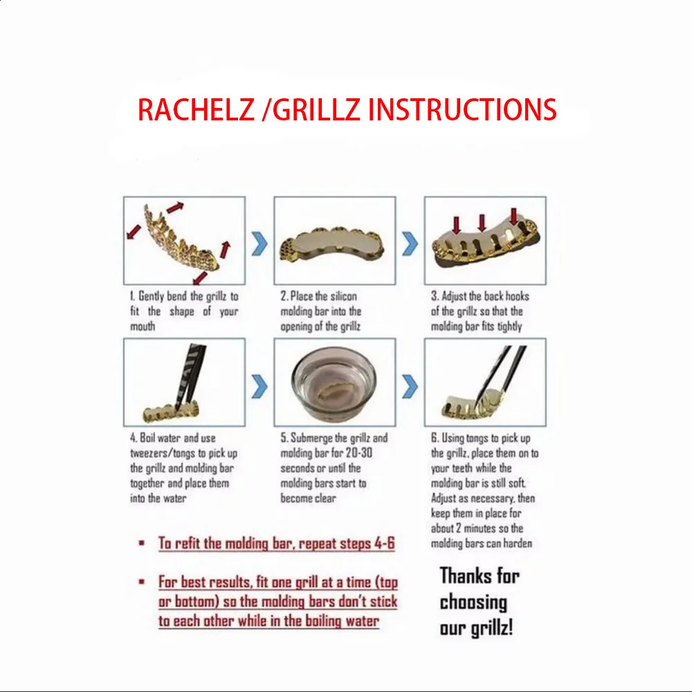 RACHELZ Hip Hop 4/4 Hollow Zircon Teeth Grillz For Women Men 14K Gold Plated CZ Stone Tooth Caps Body Jewelry 250427
