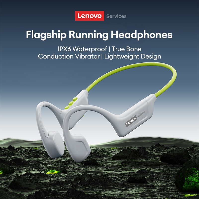 Lenovo S102 True Bone Conduction Wireless Earphones Open-Ear Design Bluetooth 6.0 Low-Latency Headphones Sports & Running Waterproof IPX6 with Android