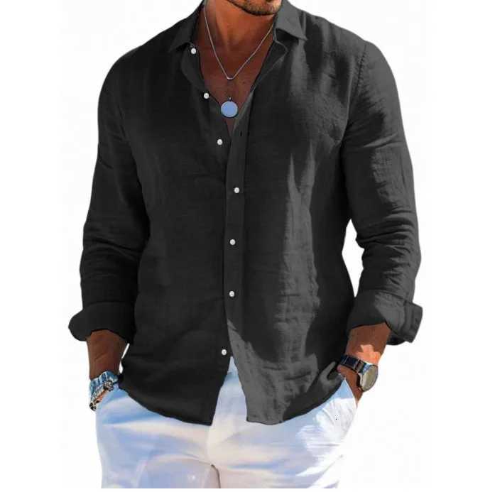 2025 Autumn Winter Mens Thermal Fleece Long Sleeve V Neck solid color Button Casual Polo ShirtW251128