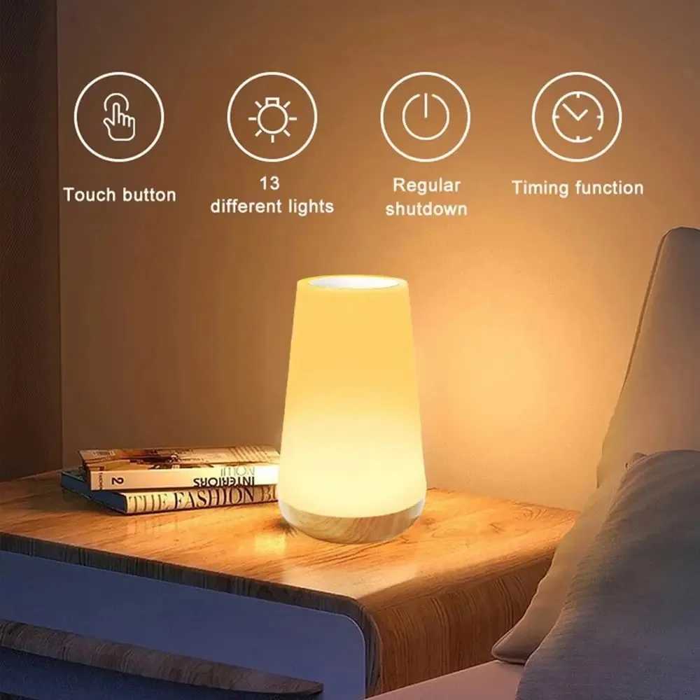 Mood Lighting Pro Rechargeable 13-Color RGB Table Lamp with Remote Touch Control for Ambient Bedside Glow M251128