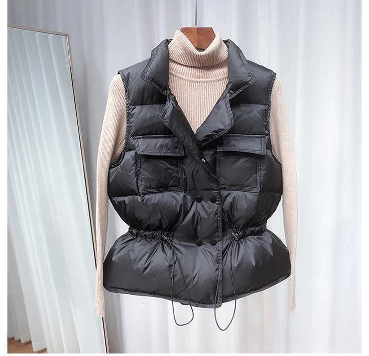 Light Down Vest Coat Women Bodywarmer Vest Windproof Lightweight Waistcoat Female White Gilets Windbreaker Down Coat JacketT251128