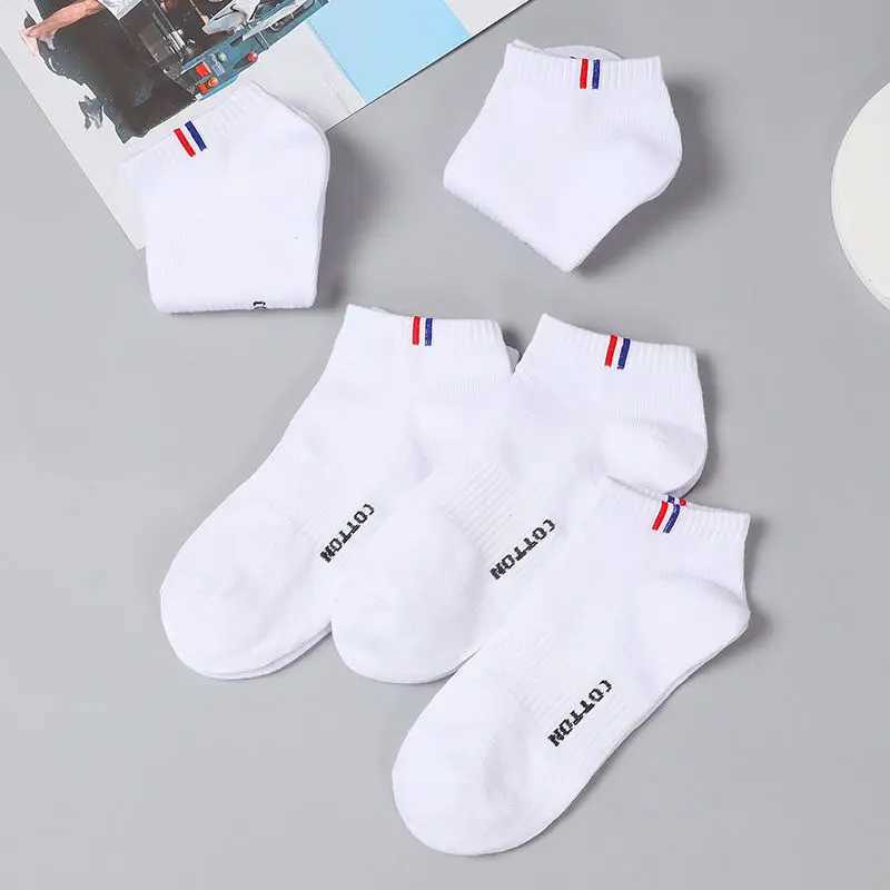 5 /10 Pairs 1 Lot Socks Men Summer Thin Low Tube Breathable White Black Striped Gift Sport Ankle Socks 1 Pack Calcetines Hombre J251128