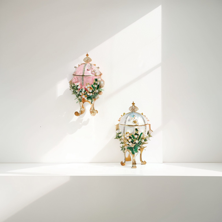 Jewelry Stand Enamel Easter Egg Crystal Flower Crown Trinkets Box Ring Holder Mini Storage Collectible Figurines Creative Gifts 230228