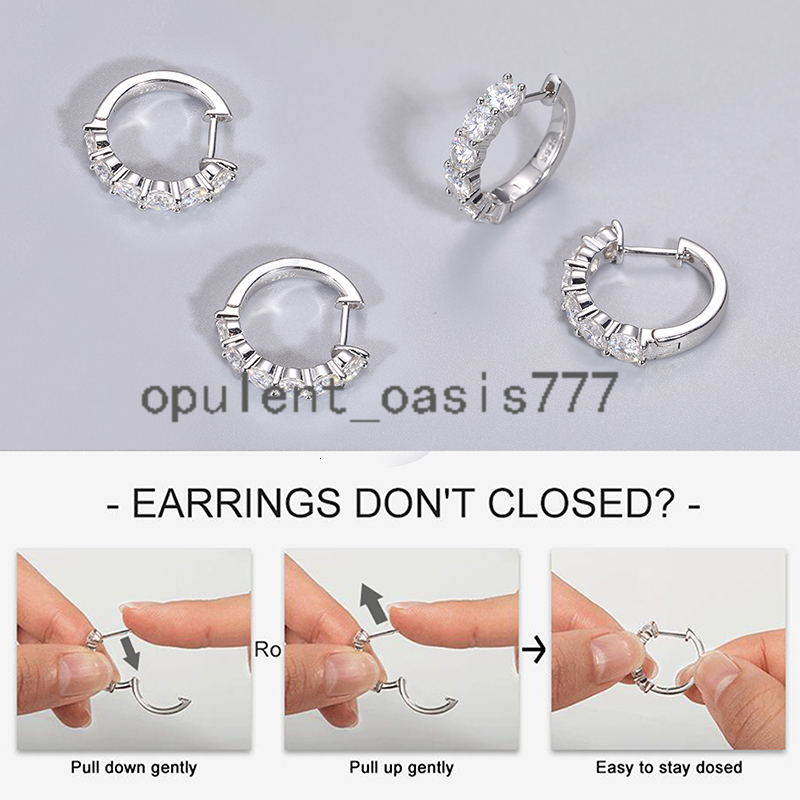 Fine Jewelry Set New Fashion 925 Sterling Silver 3mm 4mm 5mm VVS Moissanite Diamond Huggie CC Hoop Earrings for Men Women