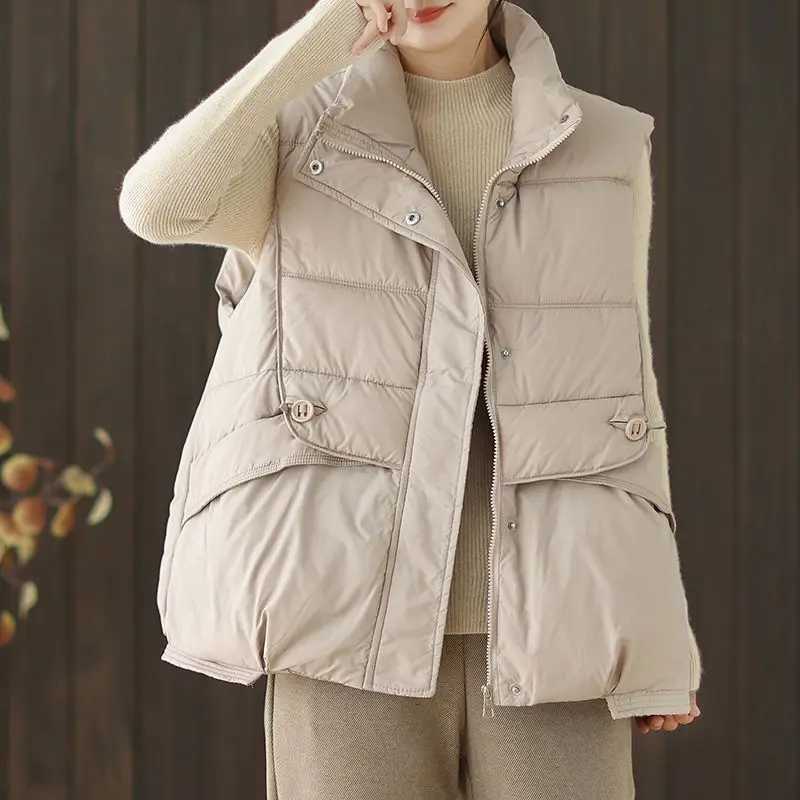 Duck Down Vest for Women Harajuku Loose Jacket Casual Outerwear Short Waistcoat Windproof Vest Warm Coats Female OutwearT251128
