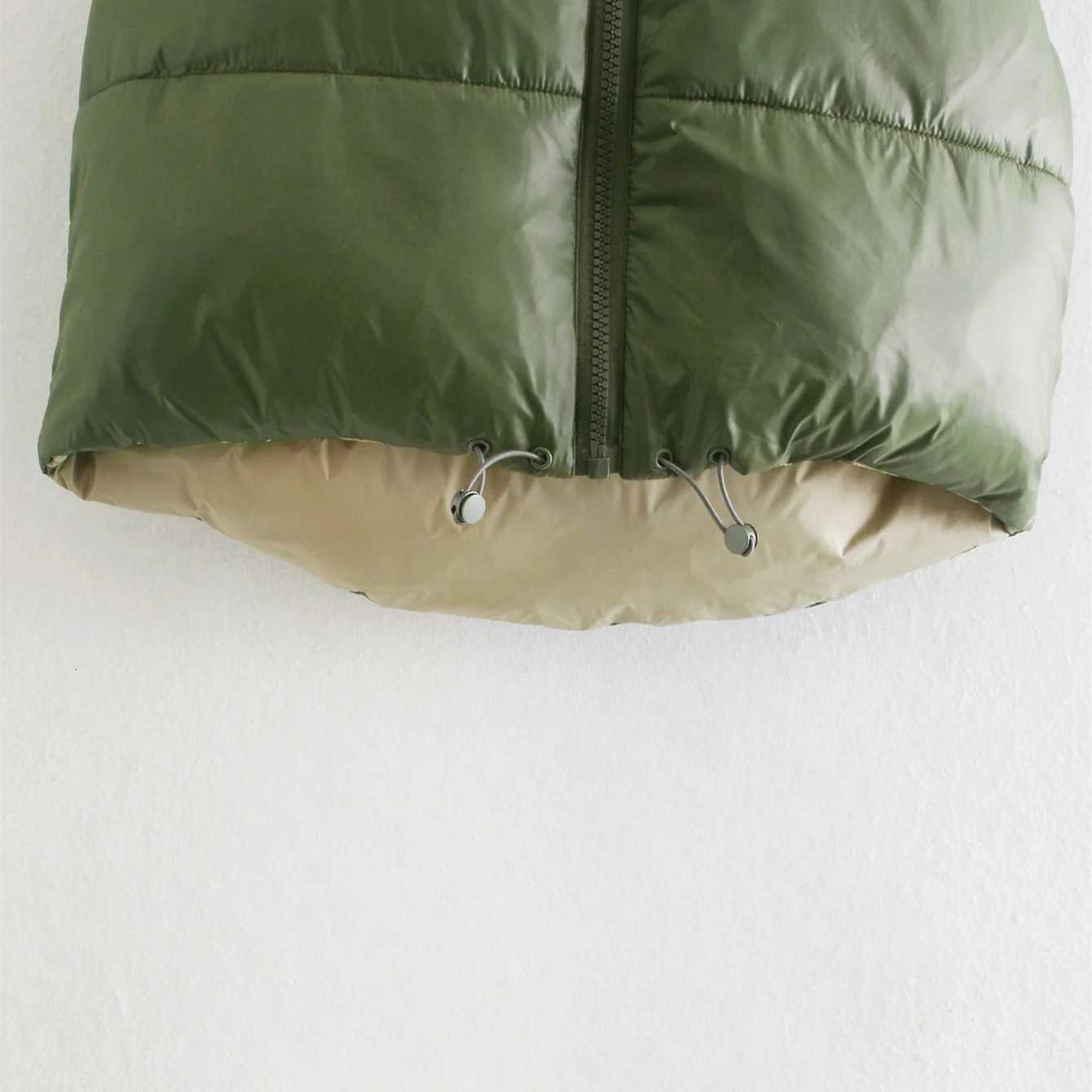 2025 Winter New Womens Casual Commuter Style Fashionable Versatile Slim Fit High Neck Sleeveless Reversible Cotton VestT251128