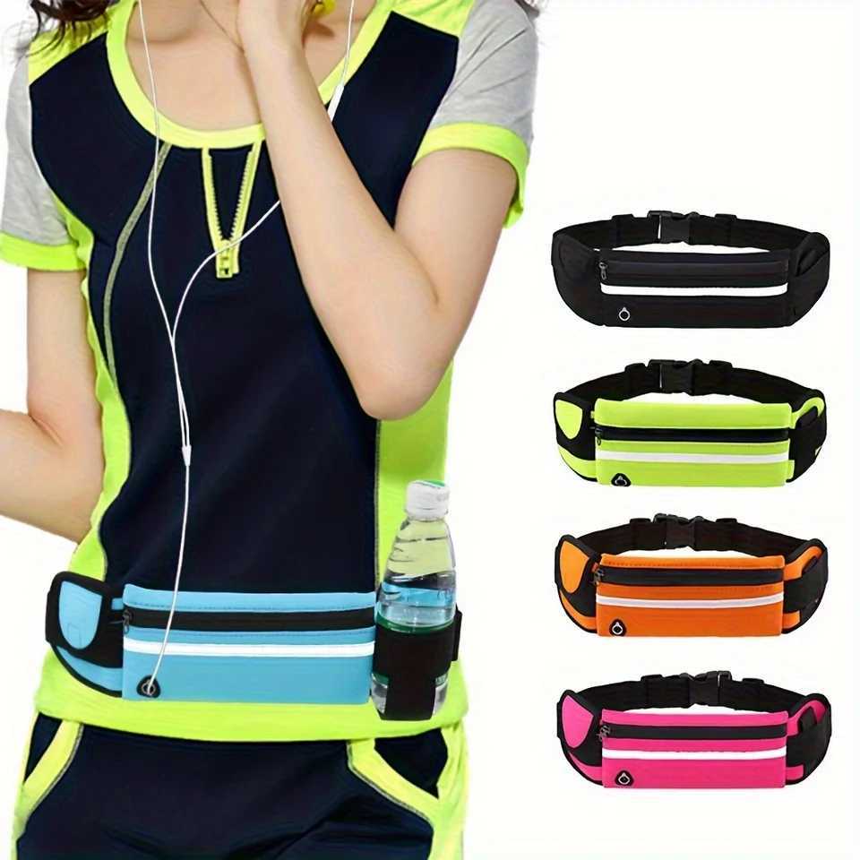 Large Sport Waist Pack - Multi-Pocket Reflective Durable For Running Cycling Hiking Red NylonT251128