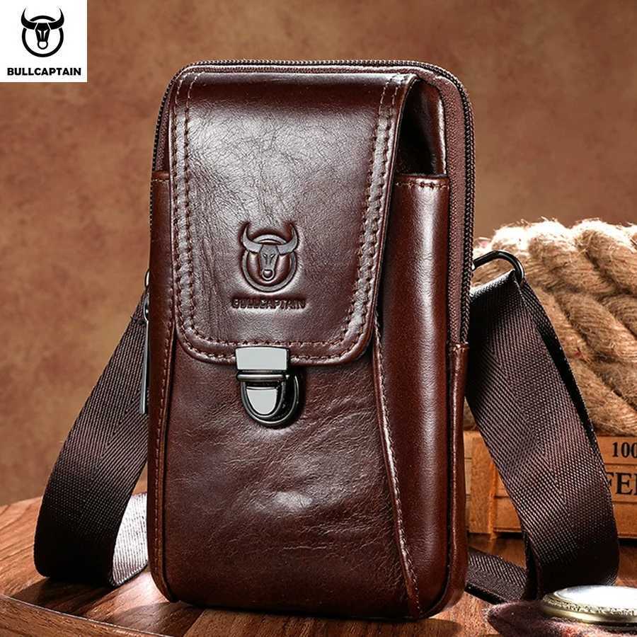BULLCAPTAIN Genuine Leather Vintage Waist Packs Men Travel Fanny Pack Belt Bum shoulder Bag Waist Bag Mobile Phone PouchT251128