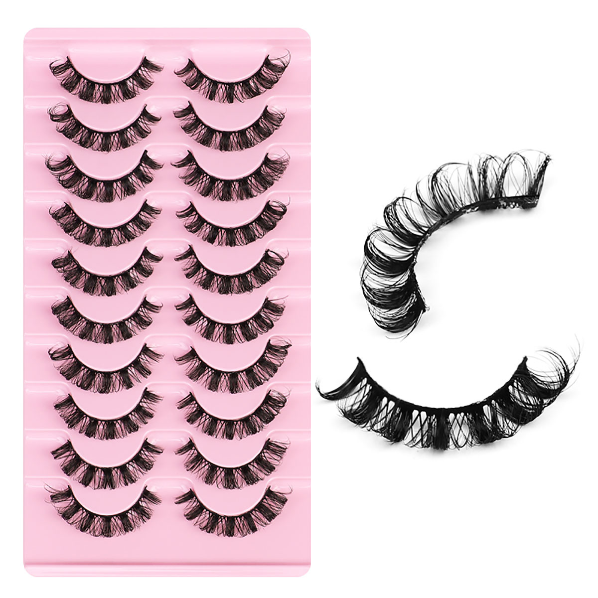 Super Roll Russian False Eyelashes 3D Lash Strips Reusable Fluffy Extensions 10 Pairs Christmas Gift for Youth Makeup Pack Cosmetic