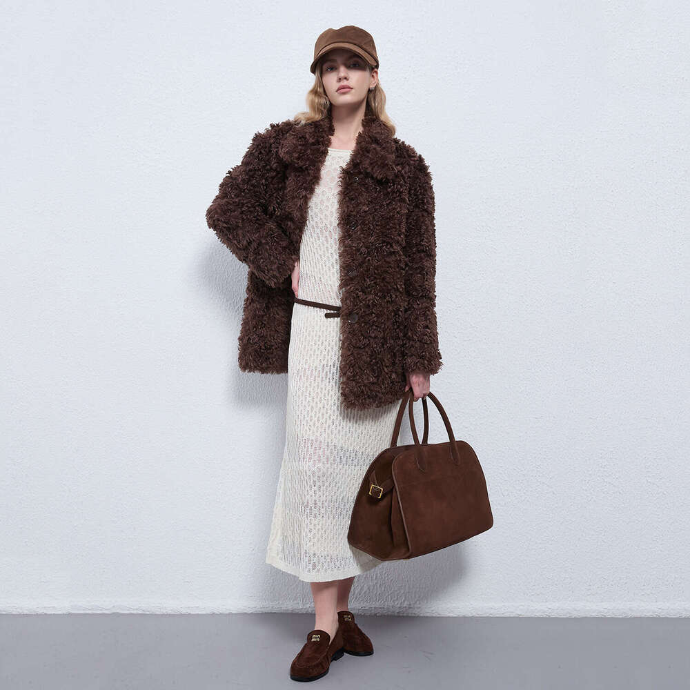 Short Loose Teddy Bear Curly Fur One Piece British Style Lamb Wool Thick Coat Autumn Winter Luxury Designer - view 4
