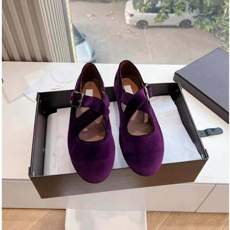 Spring and Autumn High Quality Cross Belt Buckle Mary Zhen Single for Women 2025 Veet Round Head Flat Ballet Shoes