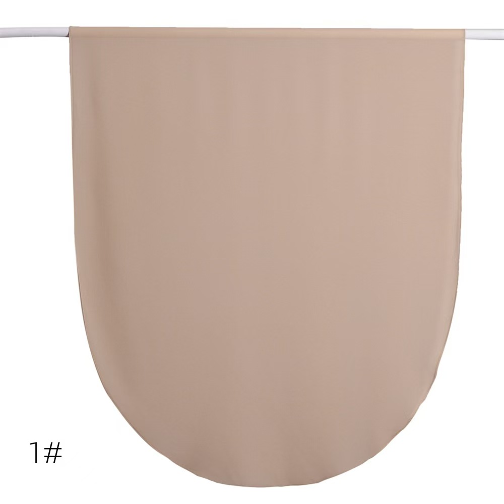 K550 Cross-border solid color semi-circular rounded pearl chiffon long scarf soft breathable drape headscarf shawl scarf