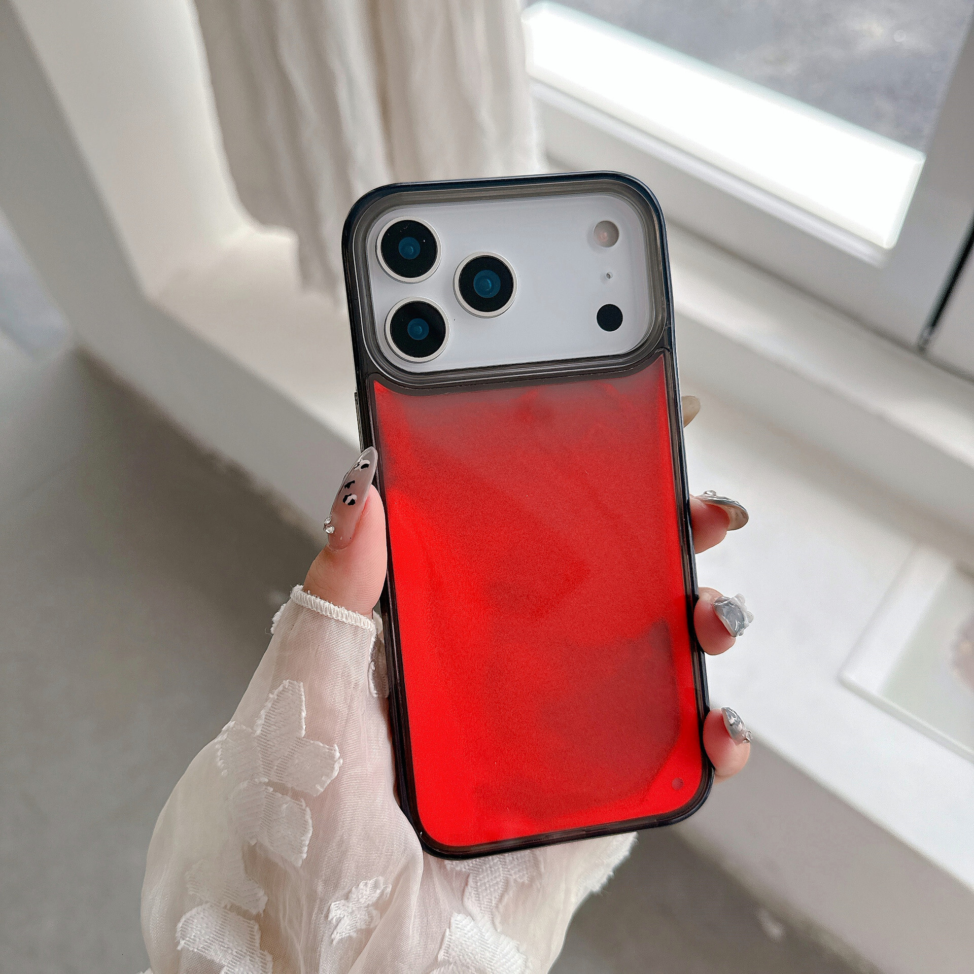 Transparent Luminous Liquid Sand Phone Case iPhone 17 Pro Max Compatible with Apple 16/15/14 Pro Soft Edge Hard