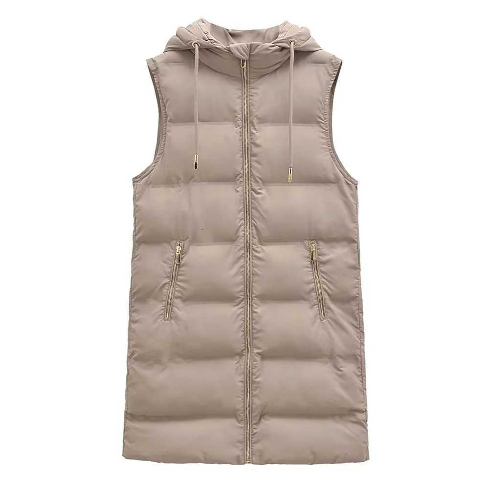 UNIZERA2023 Autumn and Winter New Womens Fashion Casual Loose Versatile Sleeveless Hooded Cotton Coat Tank Top Vest CoatT251128