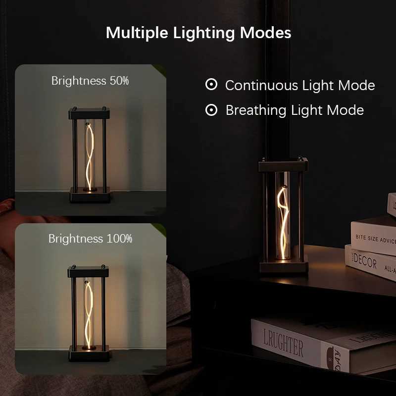 LED Touch Switch Square Quantum Night Light Square Wire Table Lamp Bedroom Bedside Study Reading Eye Care Type-C Decor M251128