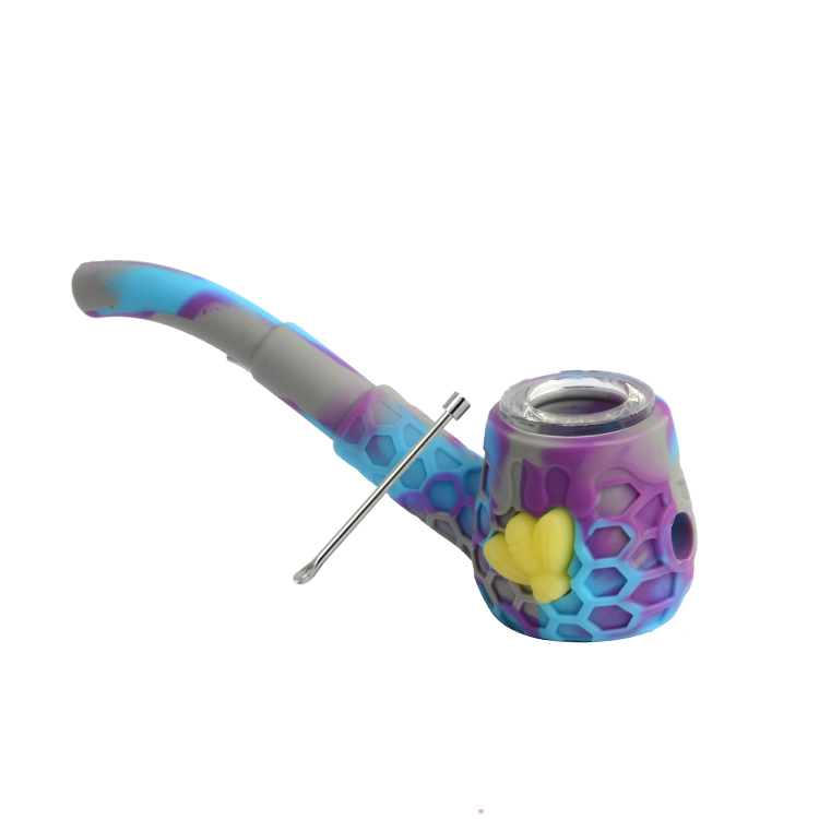 Silicone Smoking Hand Pipes Kit Silicone Pad Mat Smoke Wax Tools Kit For Tobacco Dry Herb Spoon Silicone Pipes With Hookah nectar collector tobacco Ac