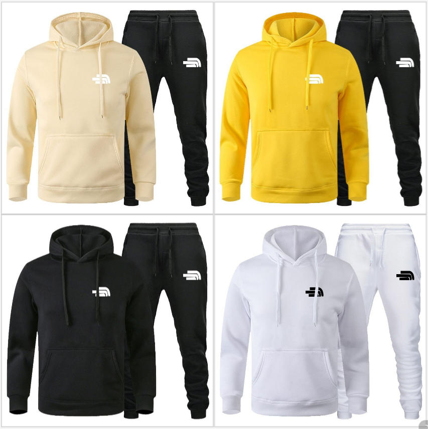 Letter pattern Mens tracksuit brand pants sweatshirts Casual Two-Piece Set Hooded Sweatshirt and Pants with Pockets Regular Fit Outdoor Sport Suit