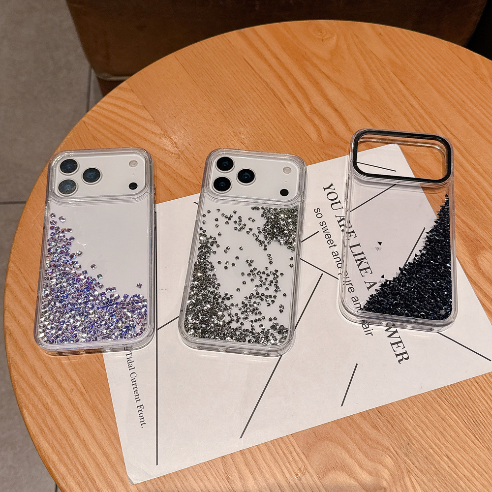 Transparent Flowing Sand Phone Case iPhone 17 Compatible with Apple 16/15/14 Pro Max Fashion Light Luxury High-end Feel