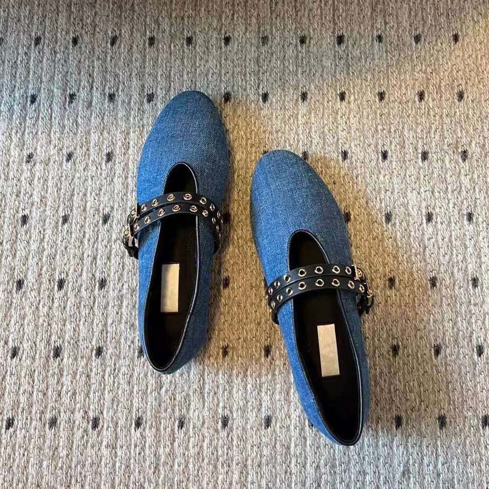 Real leather hollow flat Mary Jane women's shallow mouth one button ballet shoes, single shoes 2025 autumn trend new item