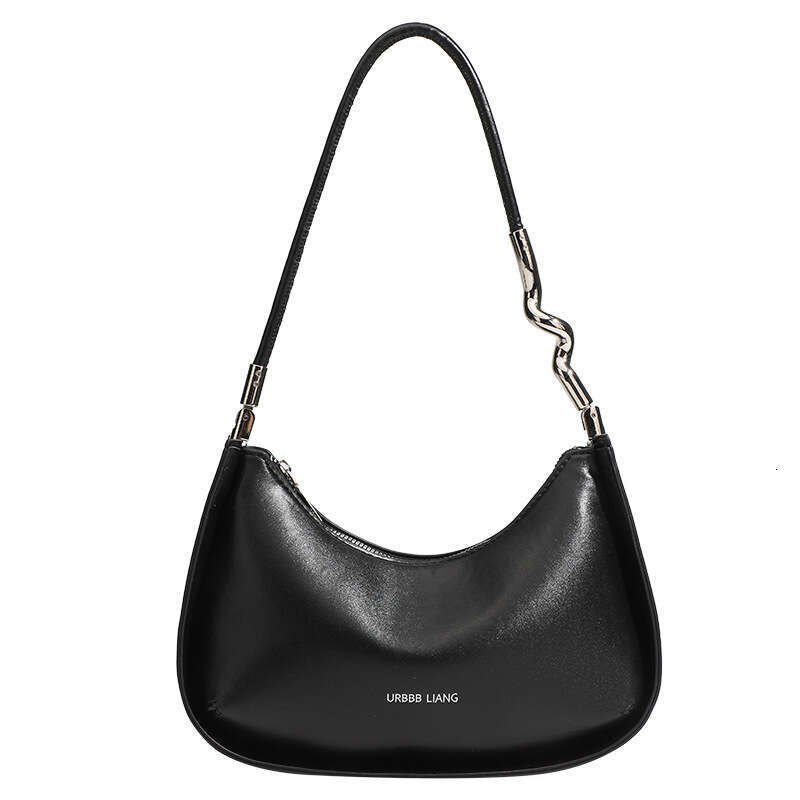 2025 New Simple Black Underarm French Style High-End Niche Versatile Shoulder Baguette Bag Fashion Handbag