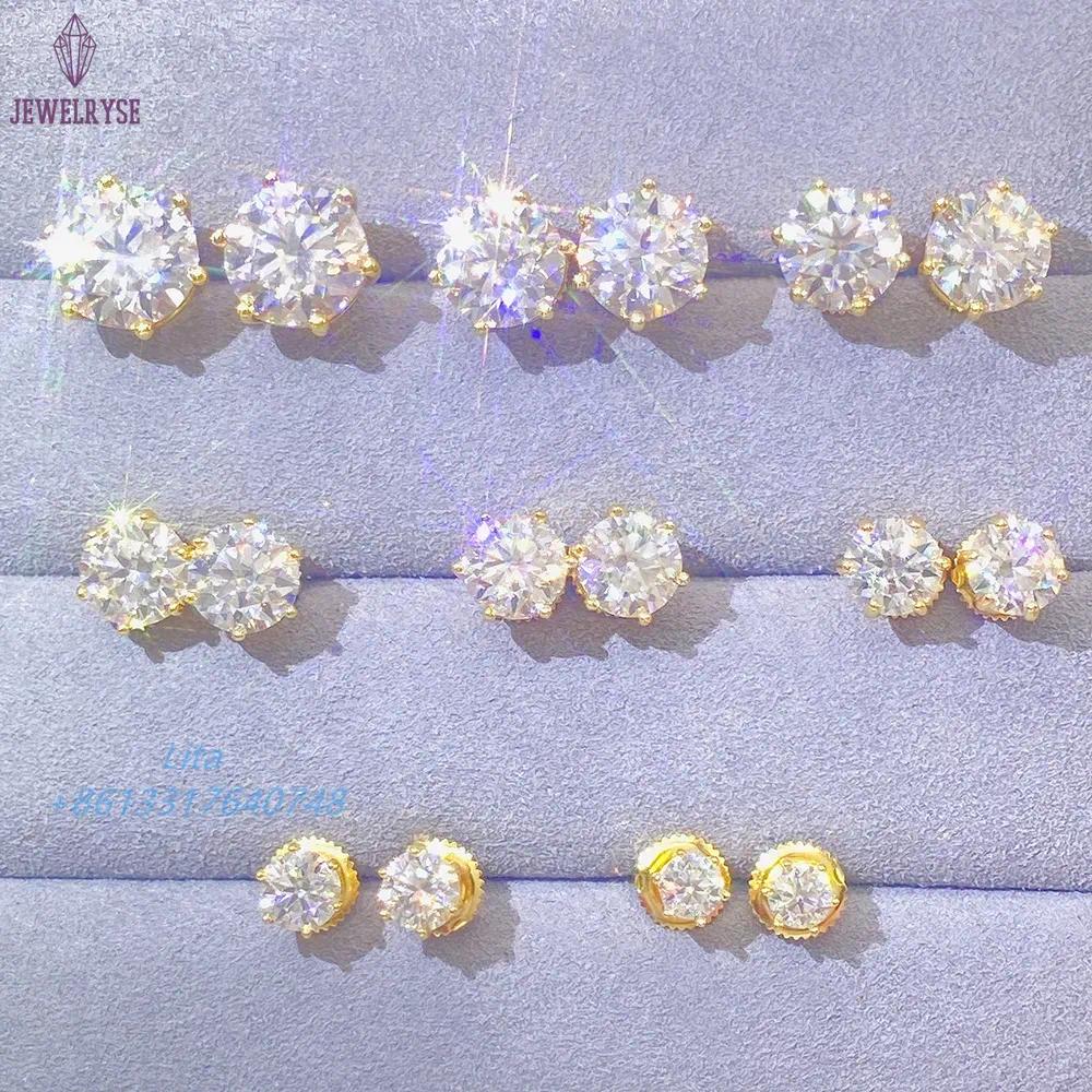 Pass Diamond Tester Classic 6 Prong 925 Sterling Silver Moissanite Screw Back Stud Earrings