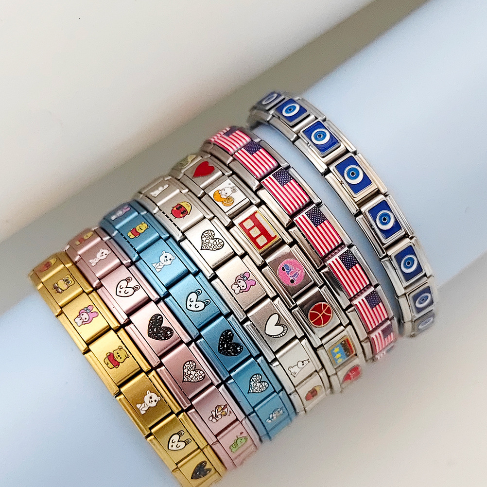Italian module titanium steel DIY pattern free splicing detachable bracelet strap niche