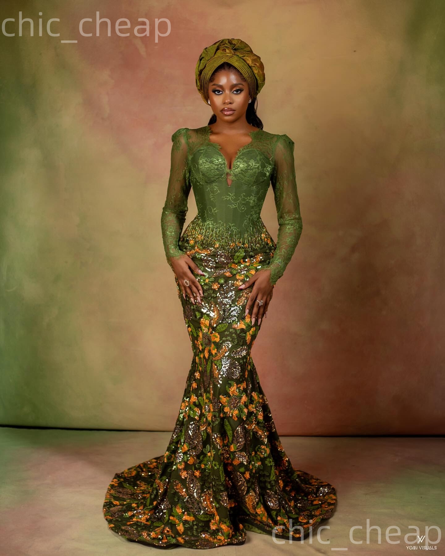 Aso Ebi Olive Green Mermaid Prom Dresses 2026 Lace Beaded Sequined Evening Formal Party Second Birthday Engagement Gowns Plus Size Dress For Special O