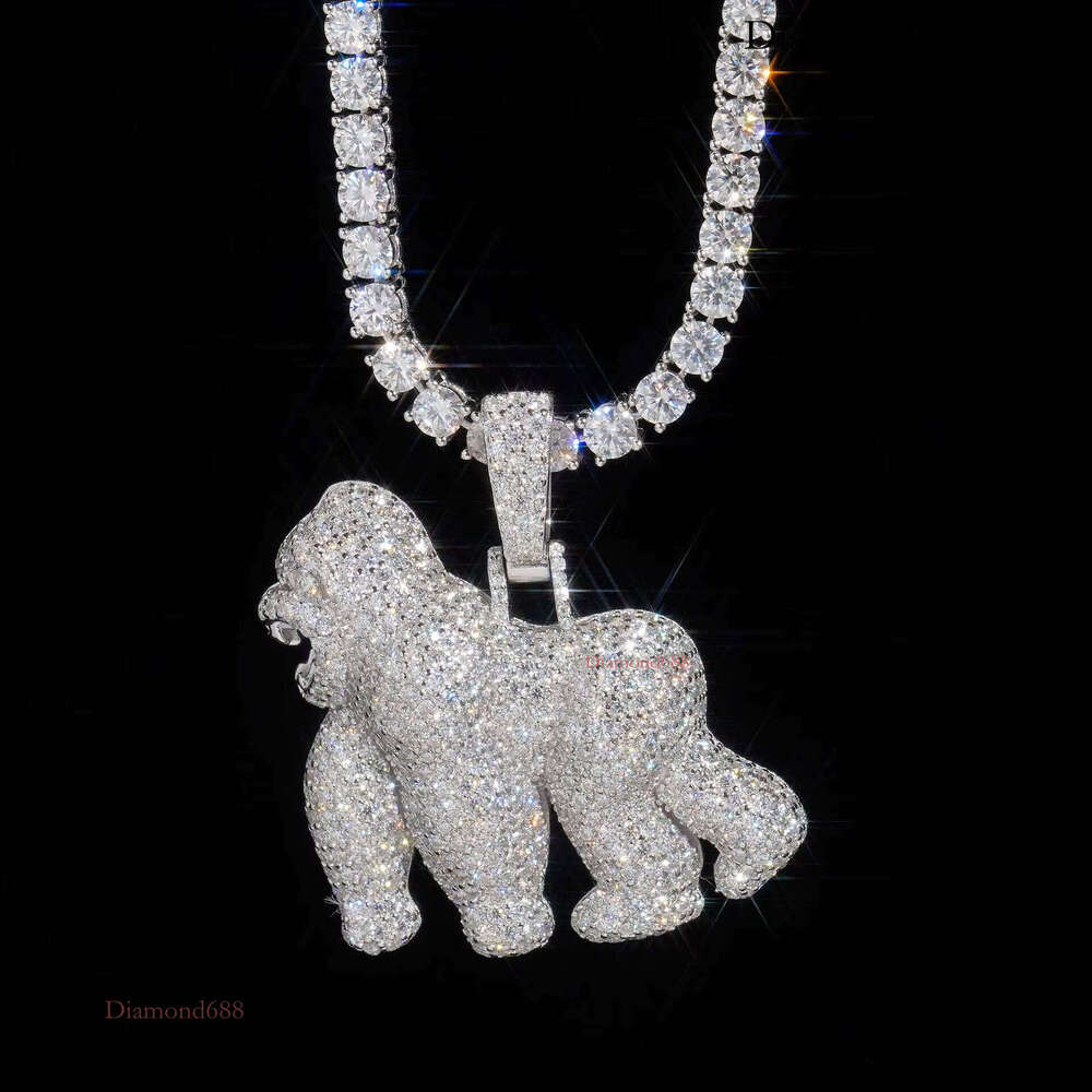 Sparkly Orangutan hip-hop Ice out 925 sterling silver VVS Moissonite Diamond pendant for quick delivery of a man's gift