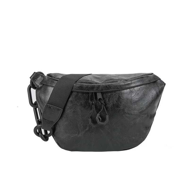 Soft PU Leather Waist Bag Women Quality Fanny Pack Thick Chain Shoulder Crossbody Chest Bag Fashion Belt Bags Purses Waist PacksT251128