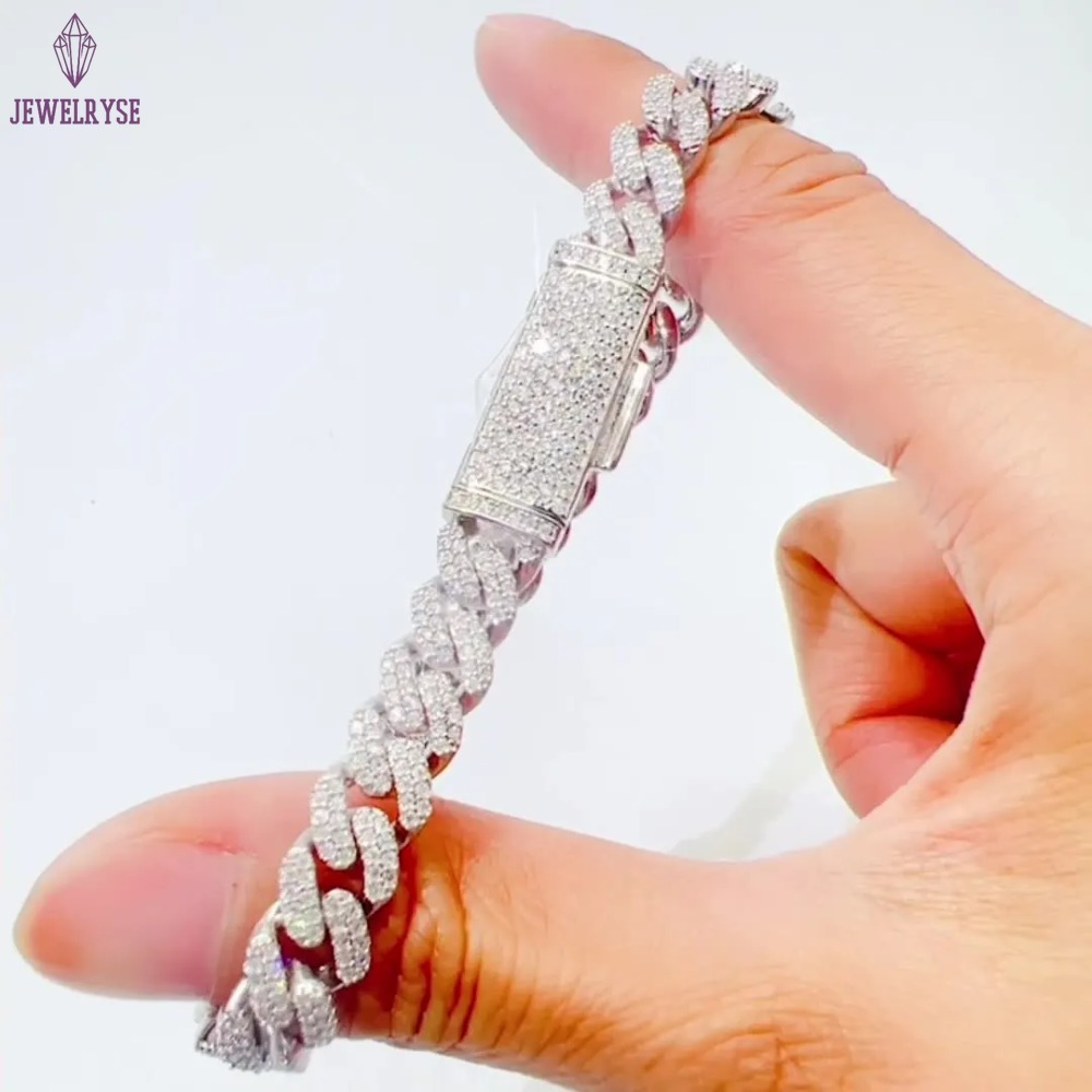 Chains 8mm 18-24inch 925 Sterling Silver VVS Moissanite Cuban Chain Necklace 7/8/9inch Bracelet For Women/Men Nice Gift