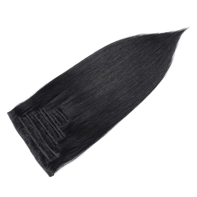 Peruvian Remy Clip in Human Hair Extensions Real Human Hair Natural Black 8pcs Per Set with 18 Clips Double Weft 120 grams